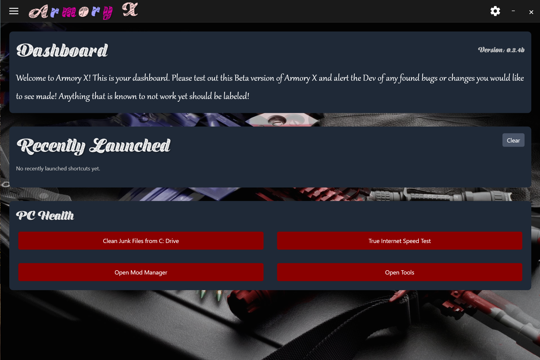 ArmoryX Dashboard Preview
